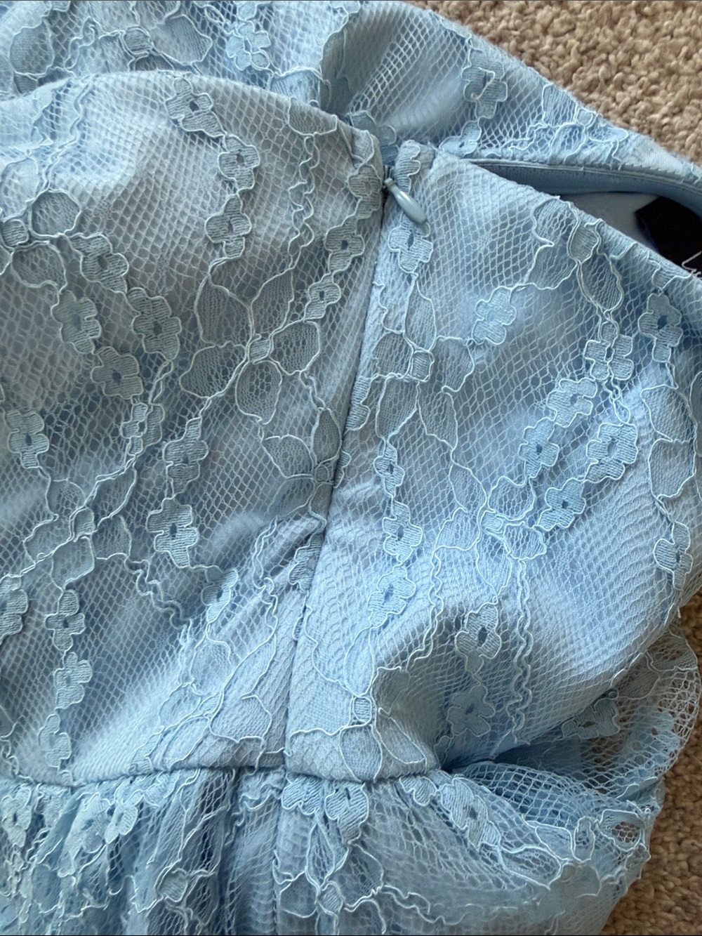 NWT Lulus Strapless Light Blue Lace Tiered Mini Dress XL - Picture 7 of 10